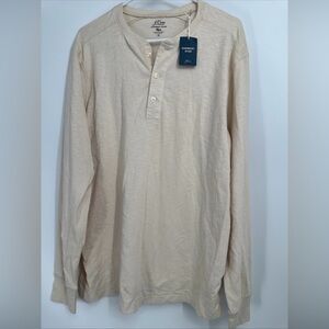 J.Crew Garment-Dyed Slub Cotton Long sleeve Henley Sz XL $59.50 IVORY